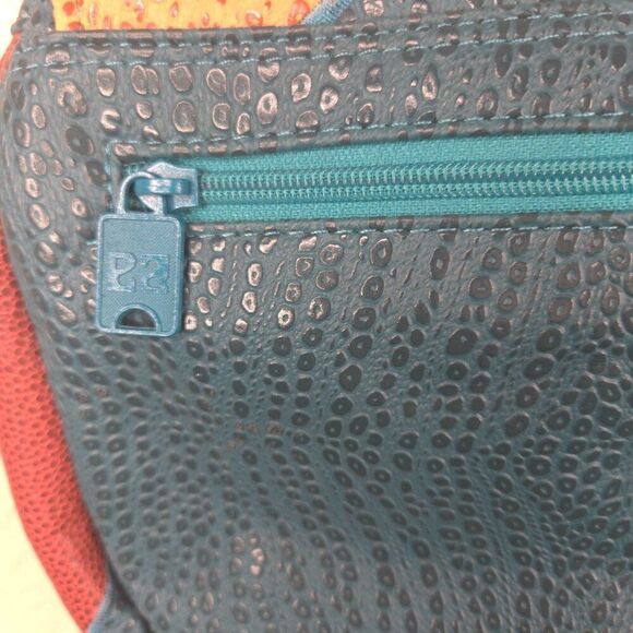 Vintage 80s Nas Bag Patchwork Leather Shoulder Bag Blue Red - Picture 6 of 9